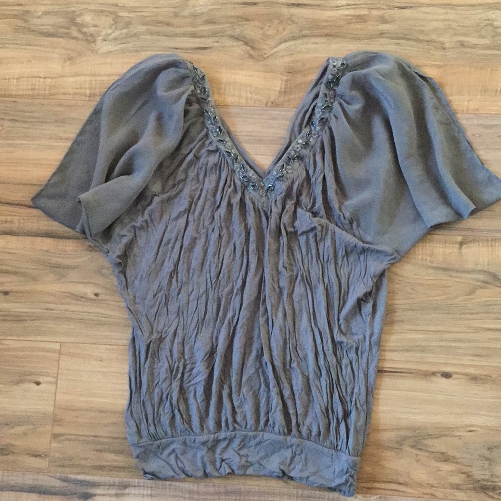 Candies V Neck Grey Top Medium